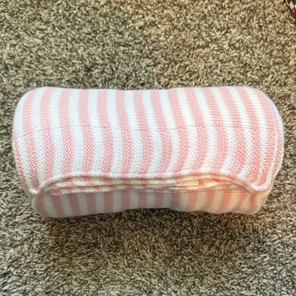 Pink and White Striped Knit Pillow